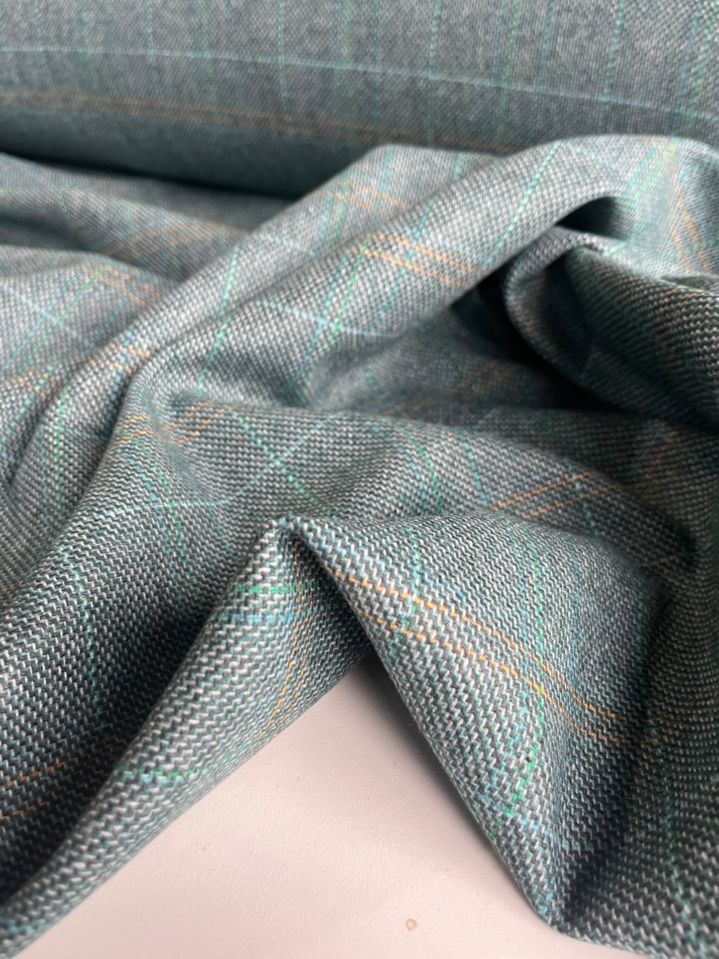 BASILE 006 heavy wool check green/grey check.