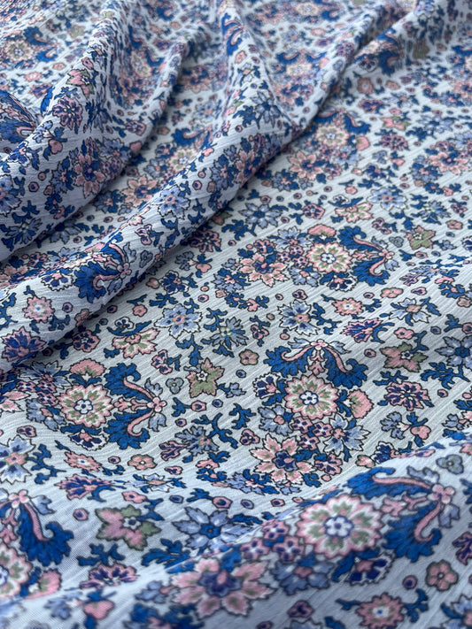 ROSARIO 023 crepon with romantic flower print baby blue