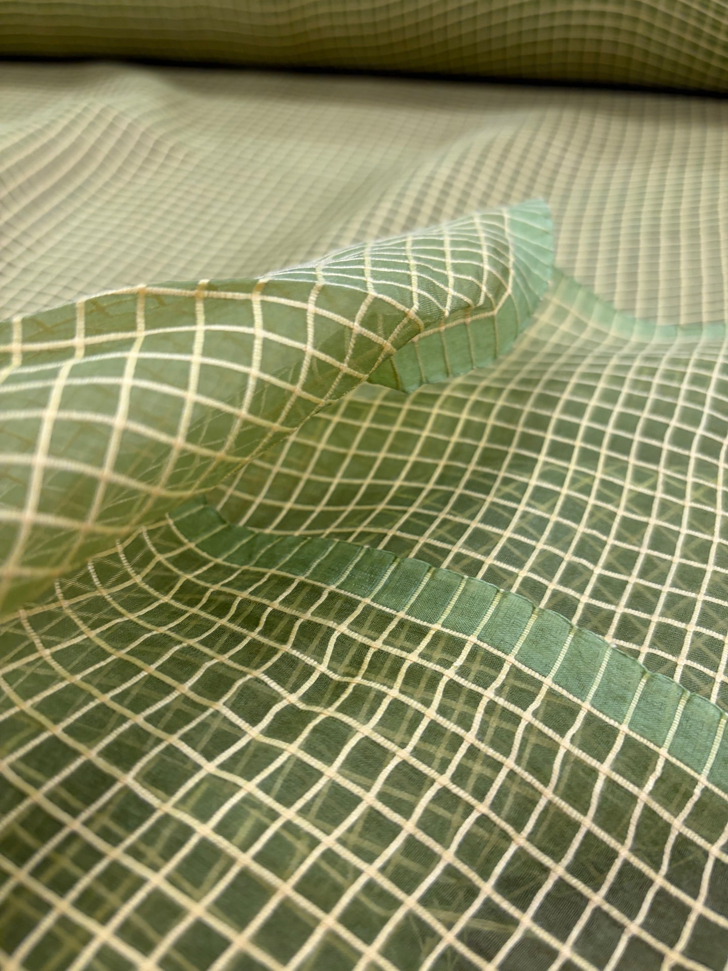 PRINCIPESSA 002 silk georgette embroidered checks