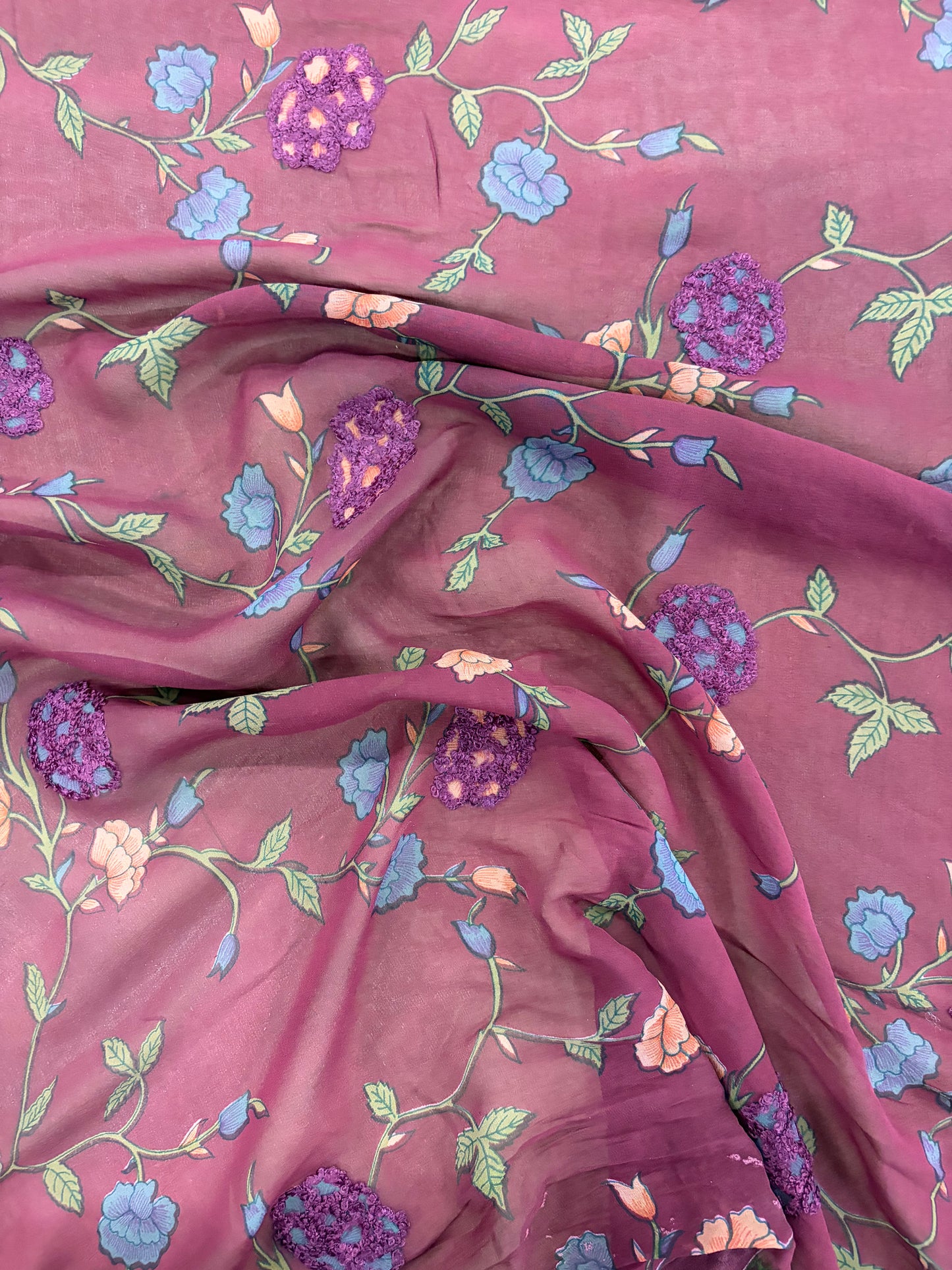PRINCIPESSA 005 silk georgette printed and embroidered