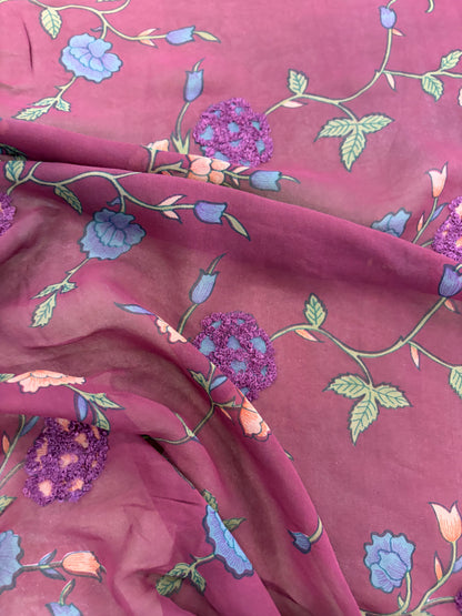 PRINCIPESSA 005 silk georgette printed and embroidered