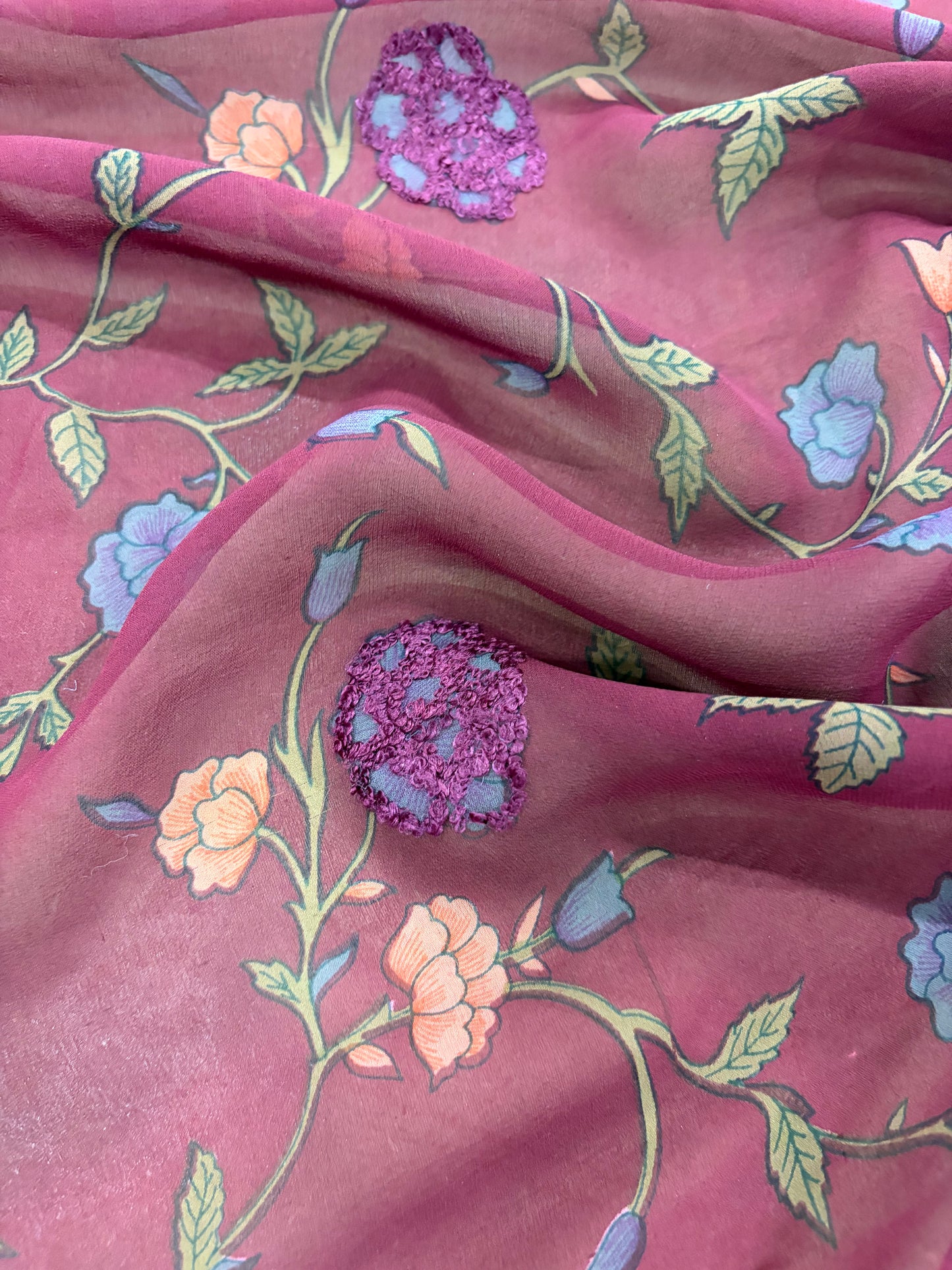 PRINCIPESSA 005 silk georgette printed and embroidered