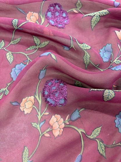 PRINCIPESSA 005 silk georgette printed and embroidered