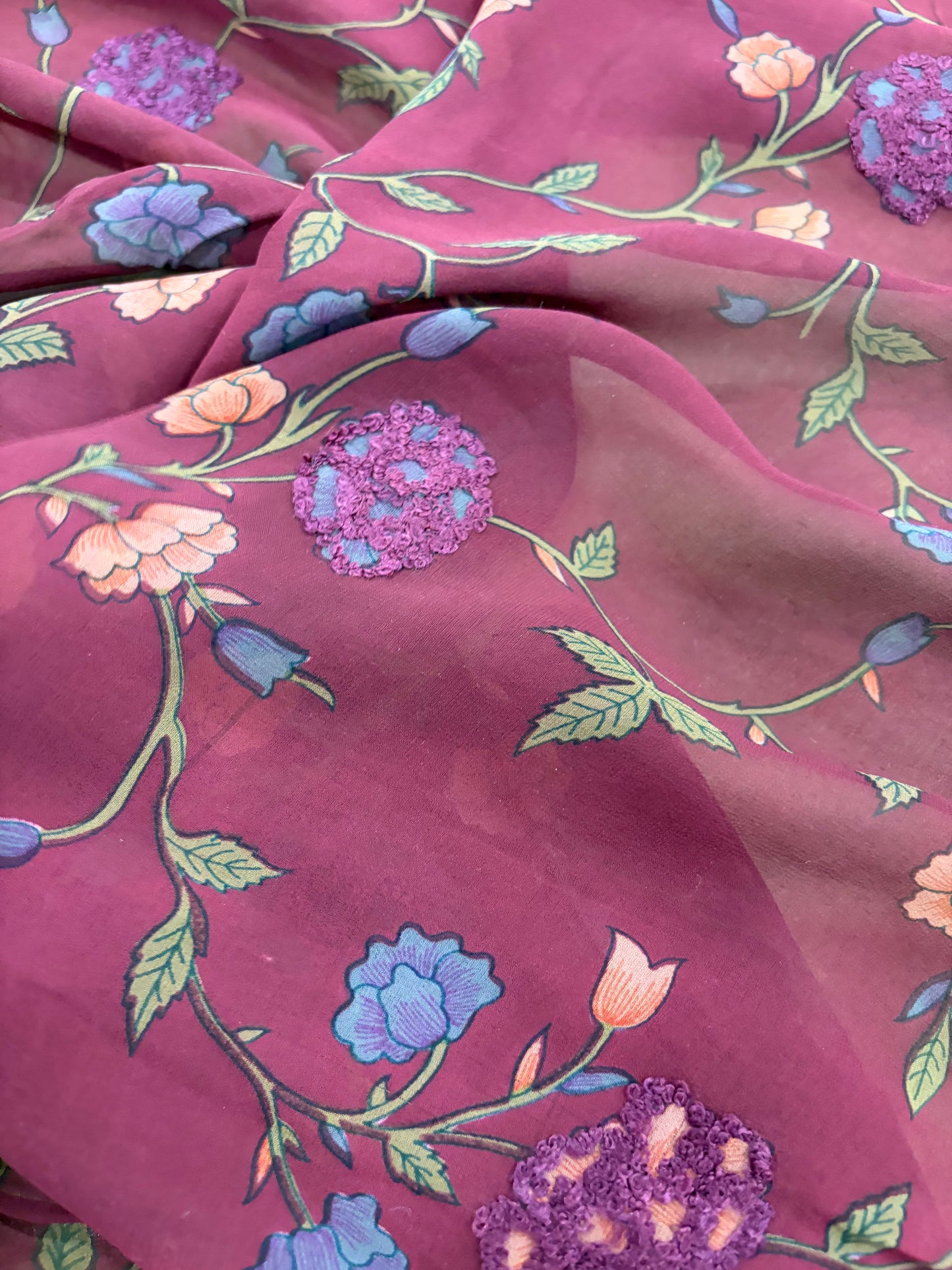 PRINCIPESSA 005 silk georgette printed and embroidered