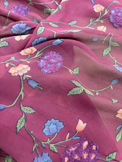 PRINCIPESSA 005 silk georgette printed and embroidered
