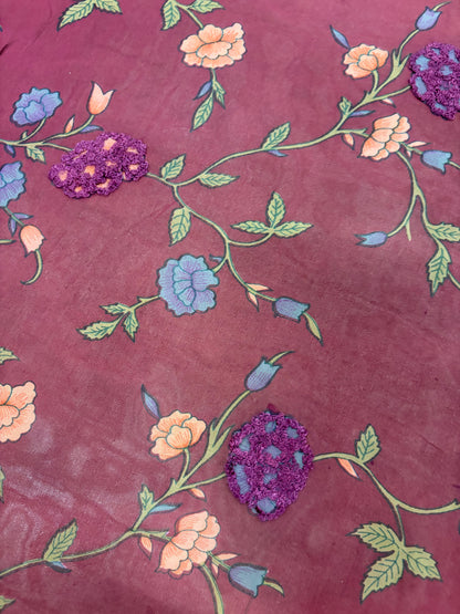 PRINCIPESSA 005 silk georgette printed and embroidered