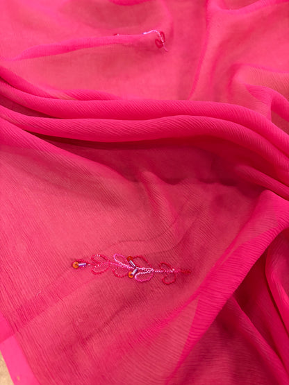 PRINCIPESSA 007 framboise silk chiffon shiny embroidery
