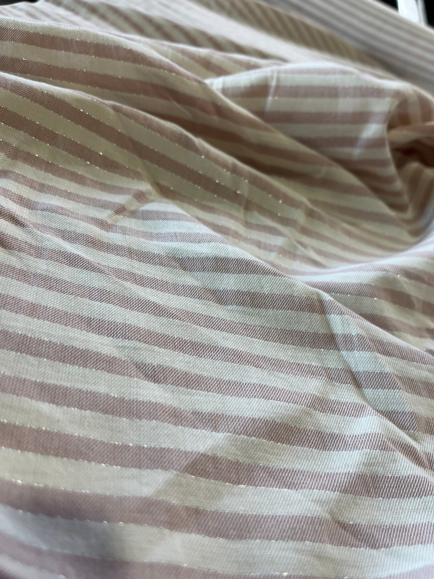 Pisa 048 woven stripes pink/white with lurex