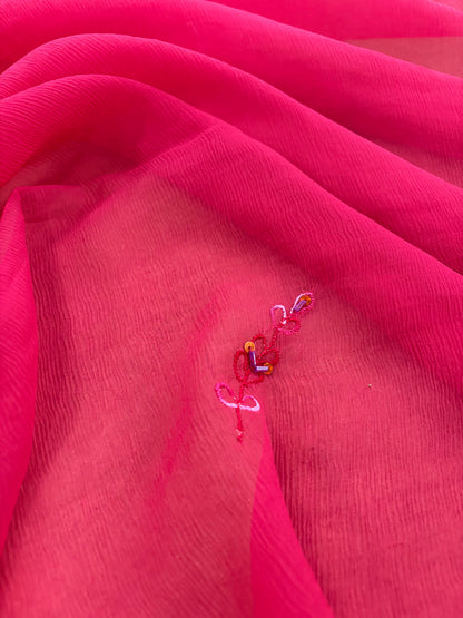 PRINCIPESSA 007 framboise silk chiffon shiny embroidery
