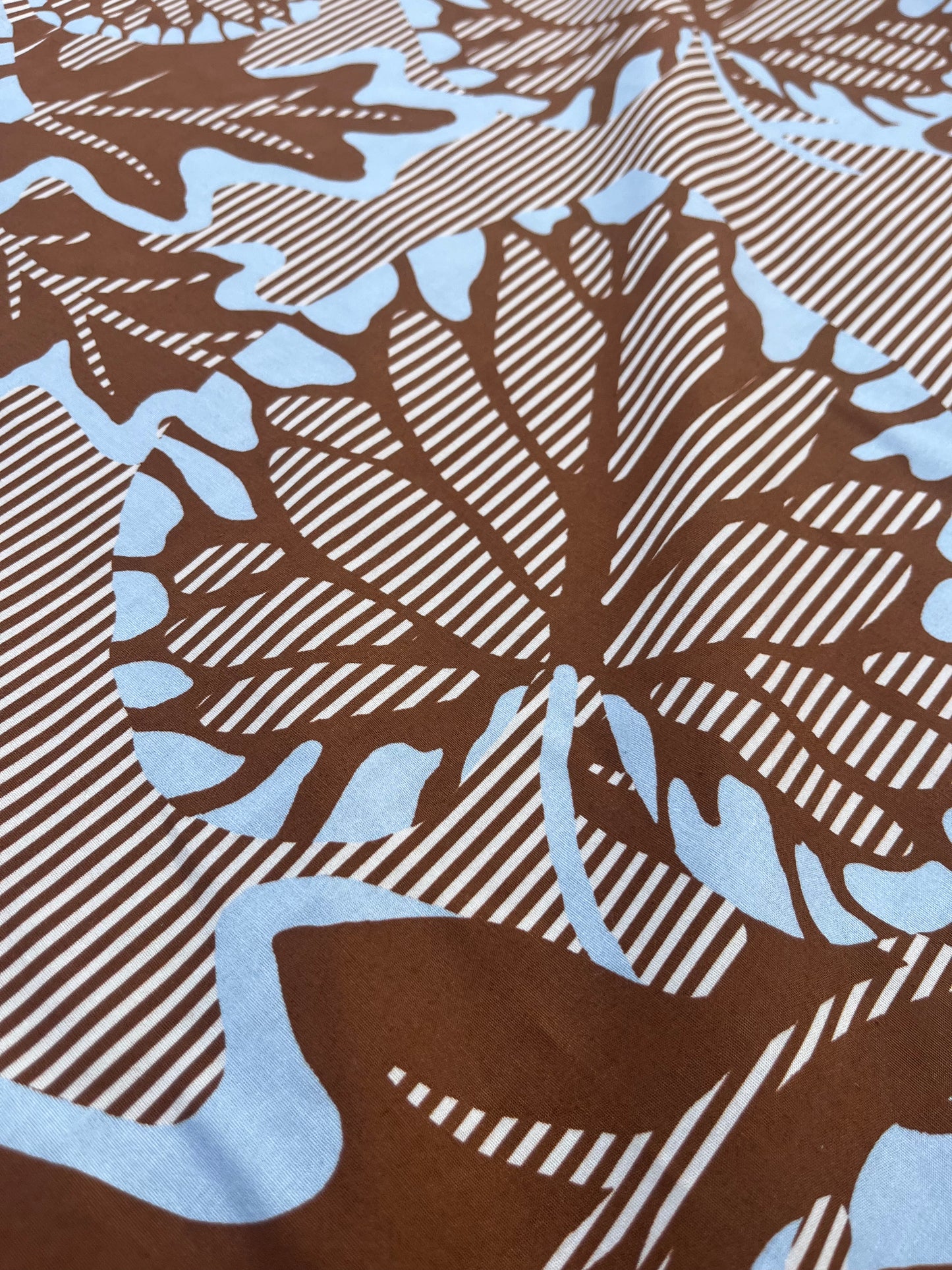 ROSARIO 030 poplin stretch with brown/blue print
