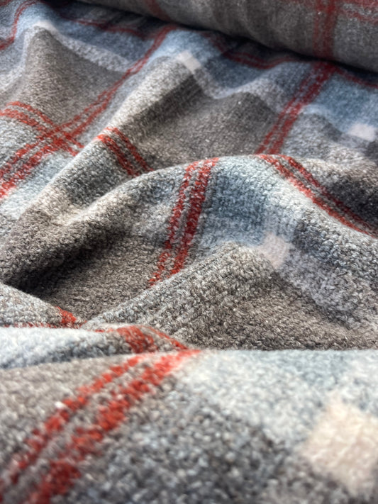 ROSARIO 031 boiled wool check brown/taupe/brique