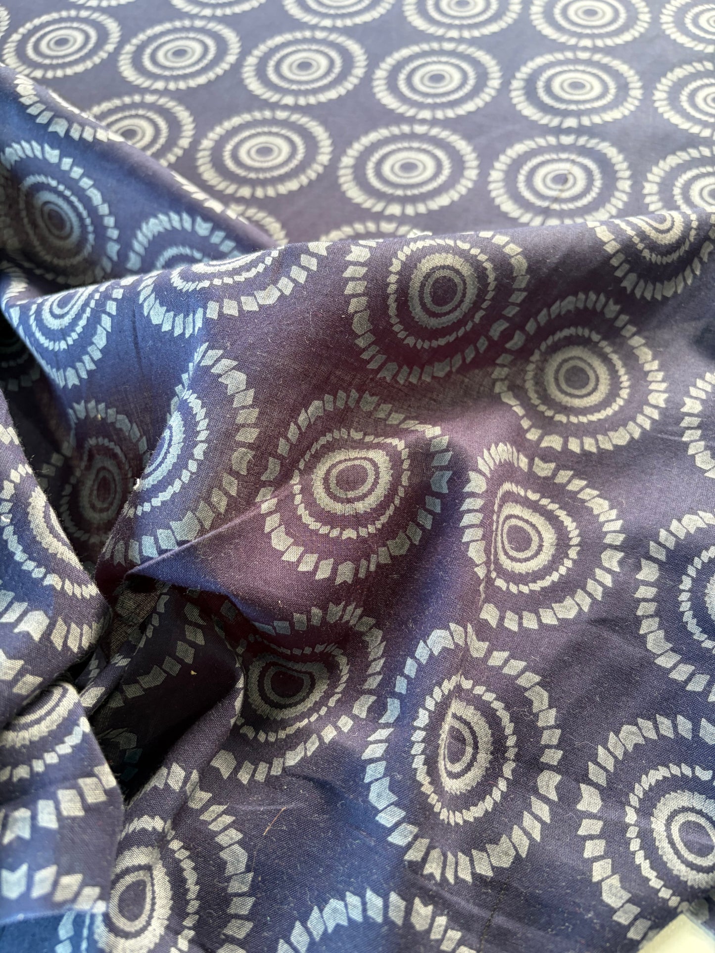 PIERROT 019 cotton voile flowers navy ethnical circles