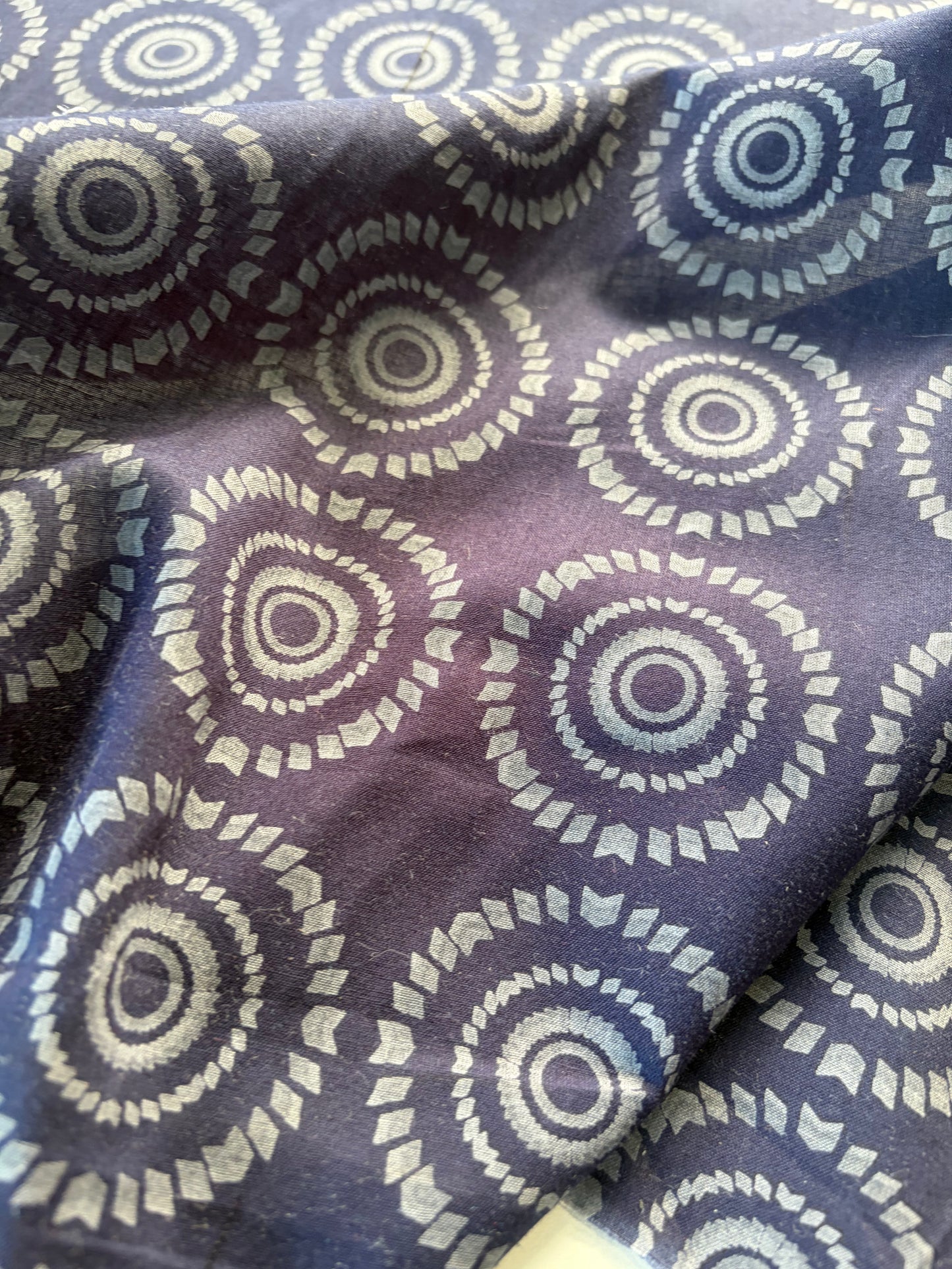 PIERROT 019 cotton voile flowers navy ethnical circles
