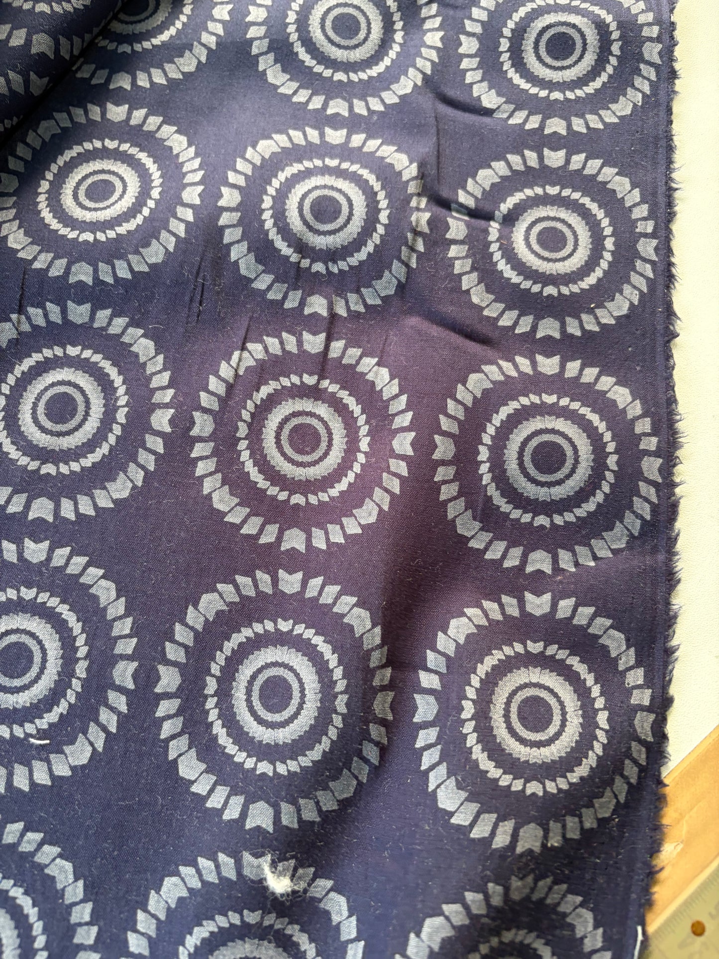 PIERROT 019 cotton voile flowers navy ethnical circles