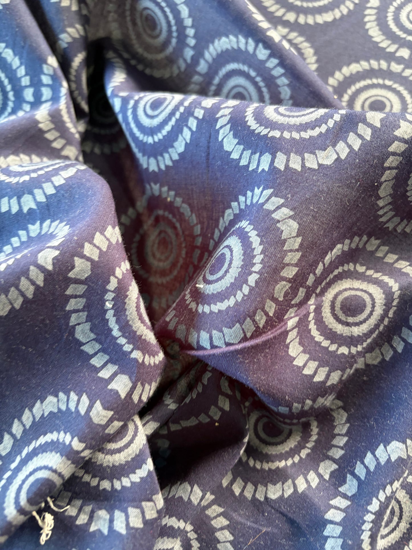 PIERROT 019 cotton voile flowers navy ethnical circles