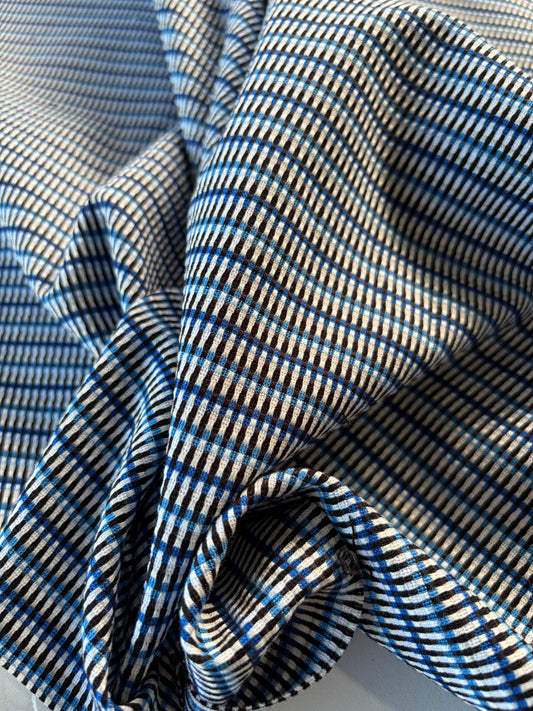 PIERROT 020 cotton stretch check navy/electric blue