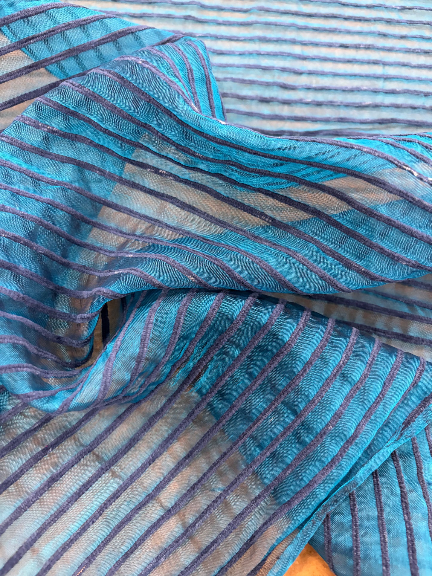 PRINCIPESSA 011 silk georgette with horizontal chenille stripes
