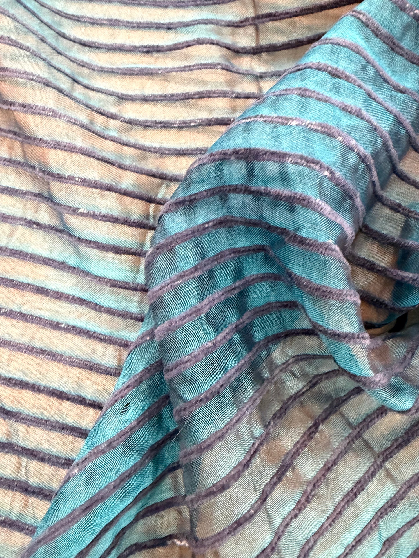 PRINCIPESSA 011 silk georgette with horizontal chenille stripes