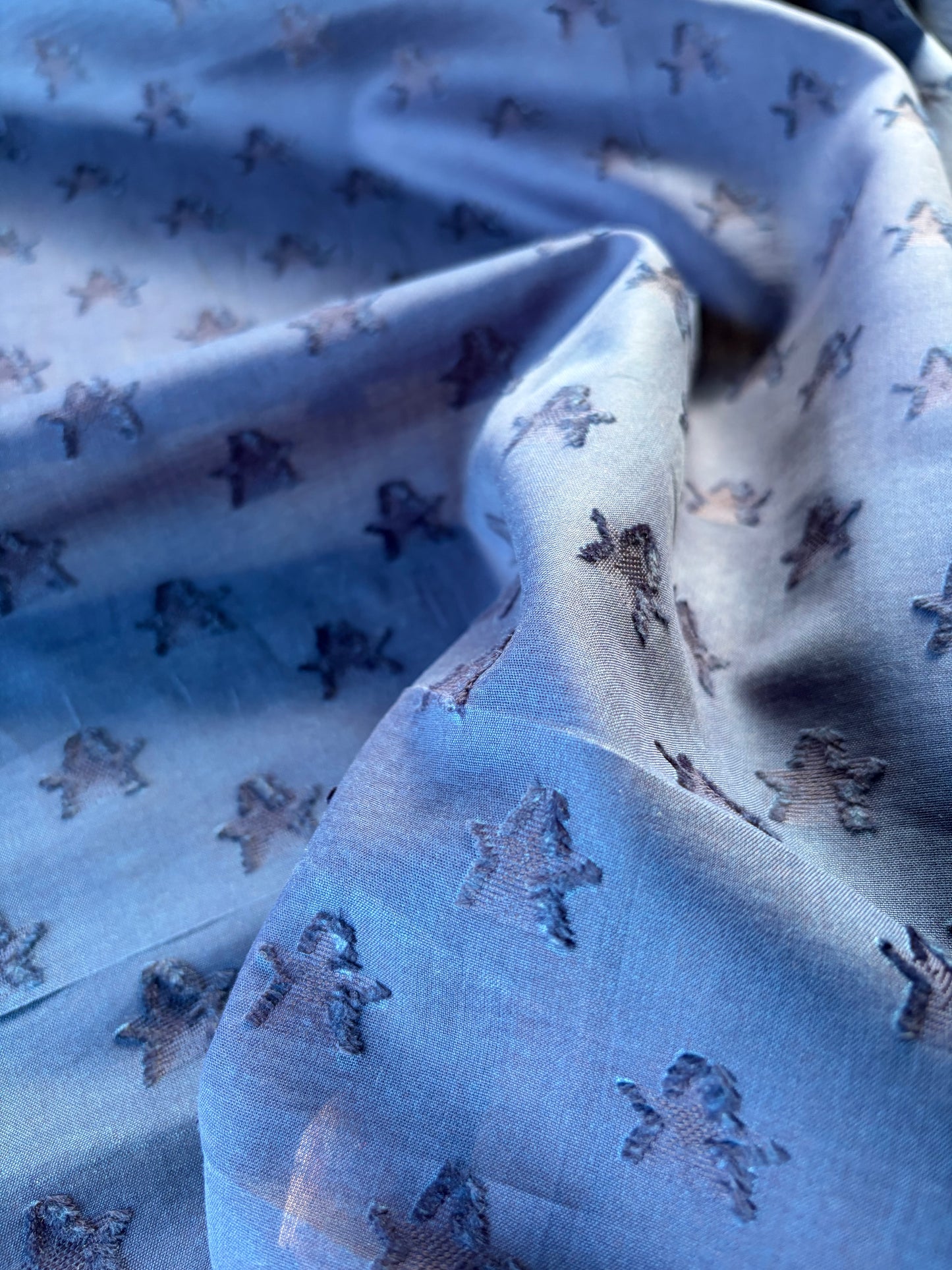 PIERROT 021 cotton plumetis navy stars