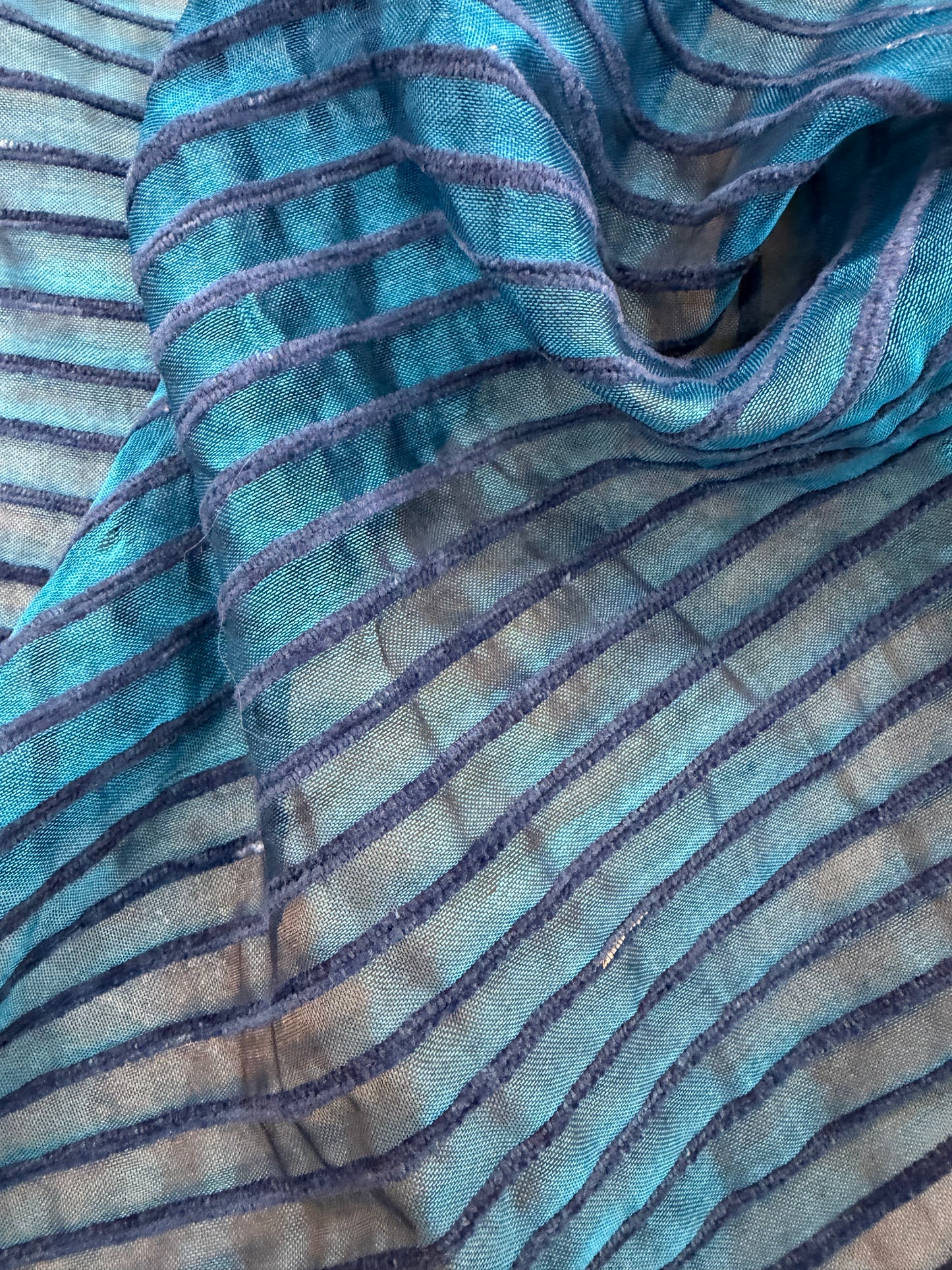 PRINCIPESSA 011 silk georgette with horizontal chenille stripes