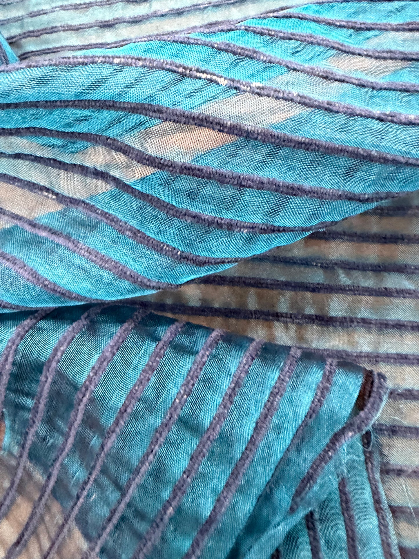 PRINCIPESSA 011 silk georgette with horizontal chenille stripes