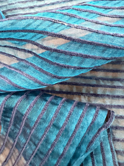 PRINCIPESSA 011 silk georgette with horizontal chenille stripes