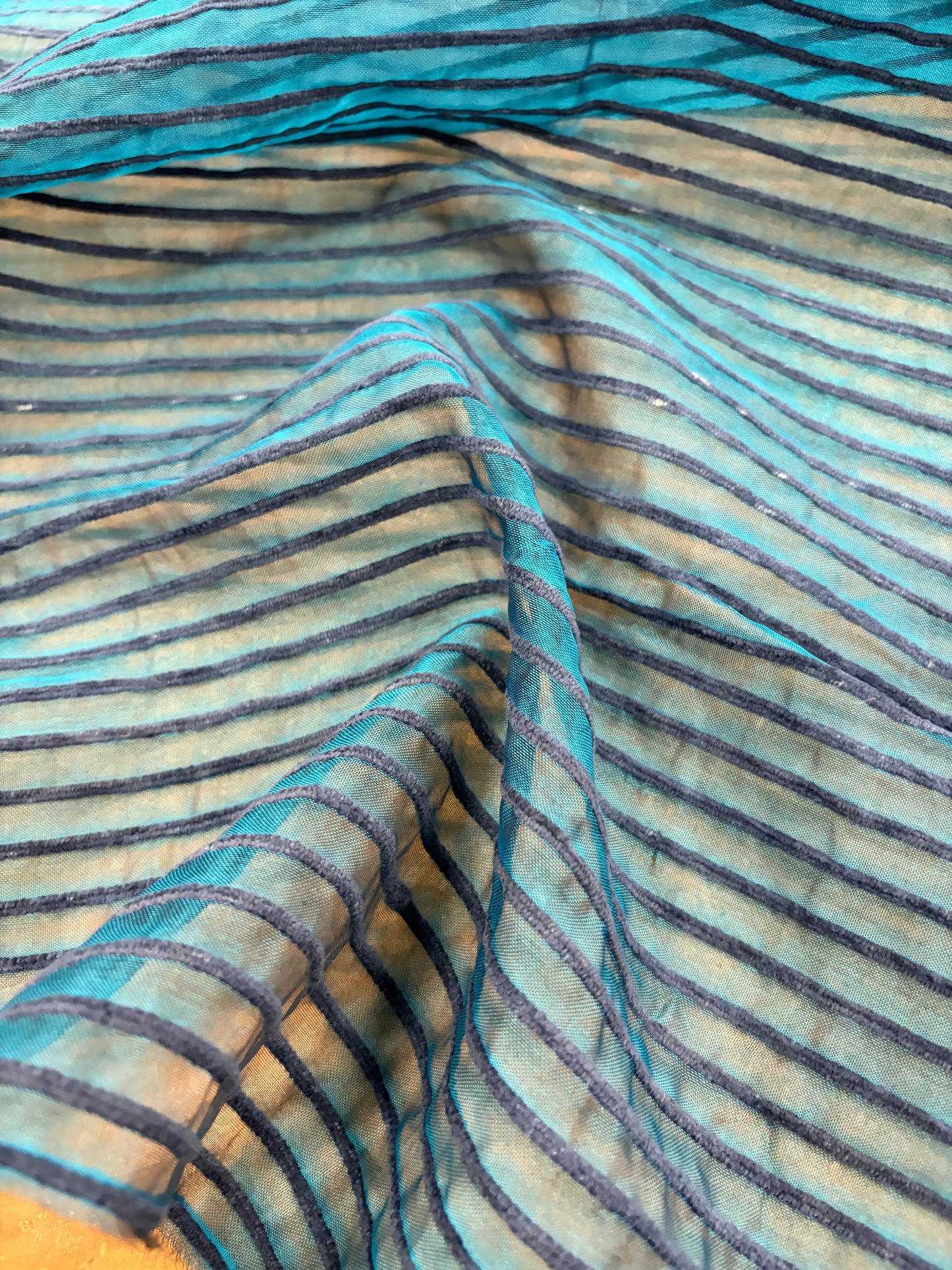 PRINCIPESSA 011 silk georgette with horizontal chenille stripes