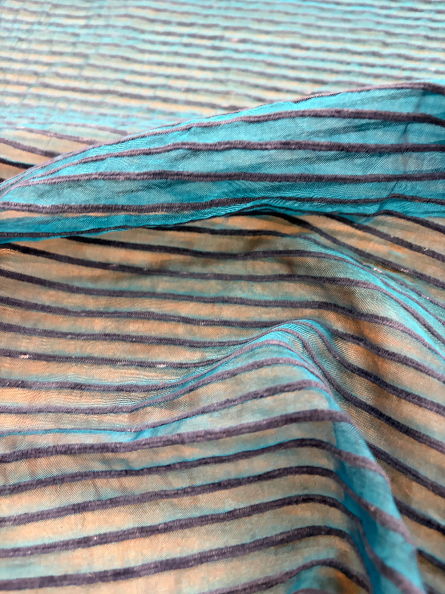 PRINCIPESSA 011 silk georgette with horizontal chenille stripes