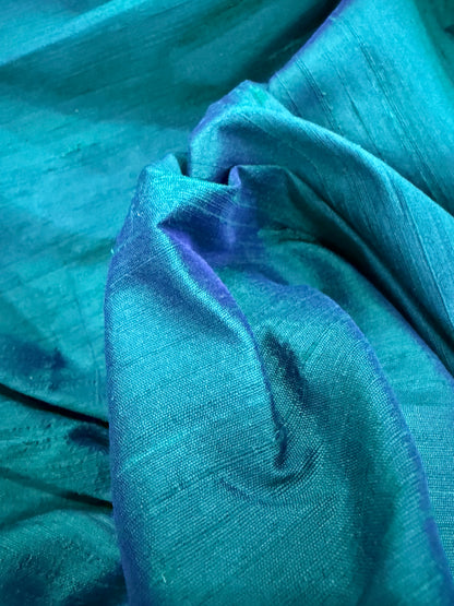 PRINCIPESSA 012 blue/green changeant silk shantung