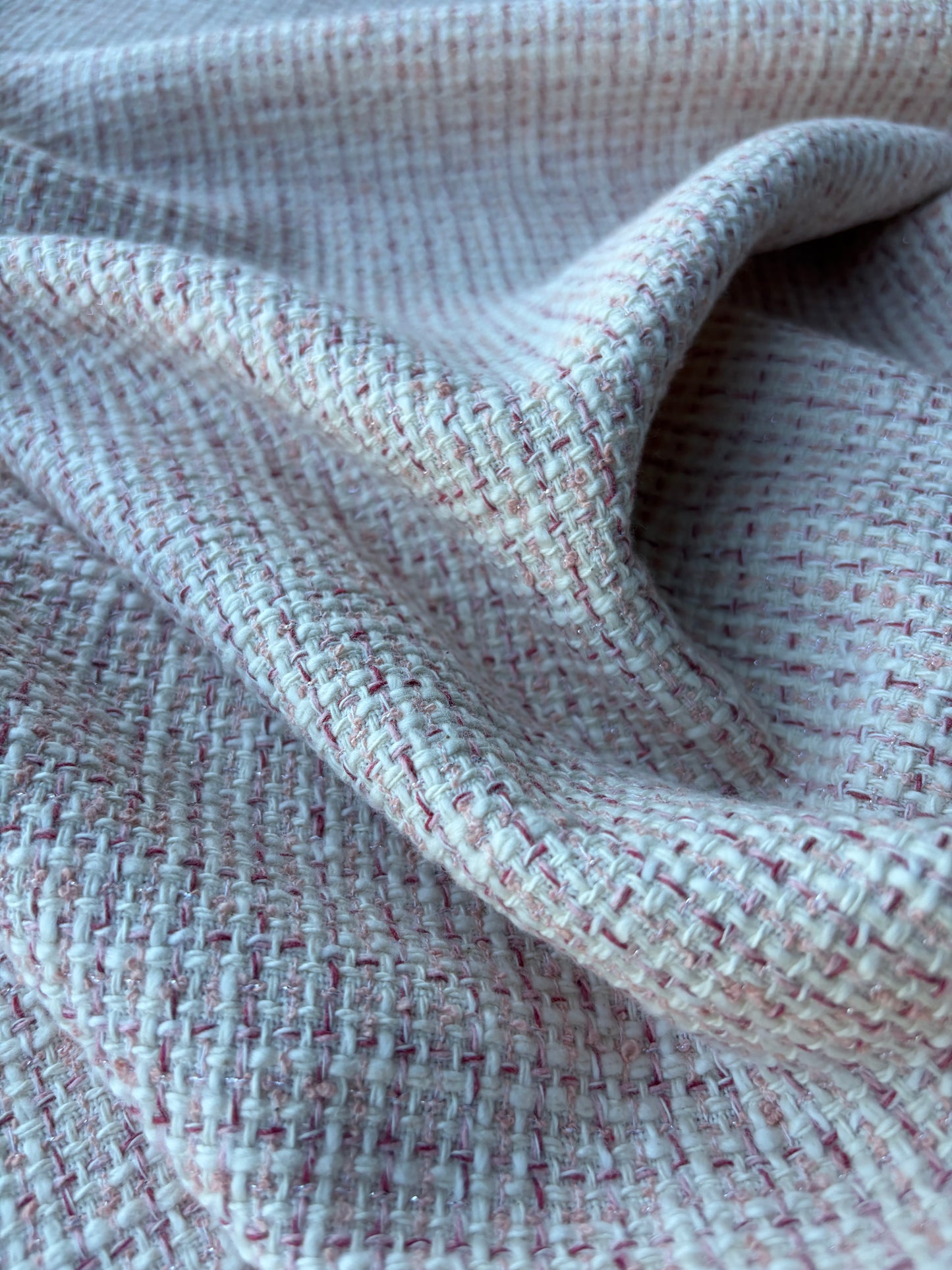 MOLKO 013 ecru/soft pink heavy cotton tweed