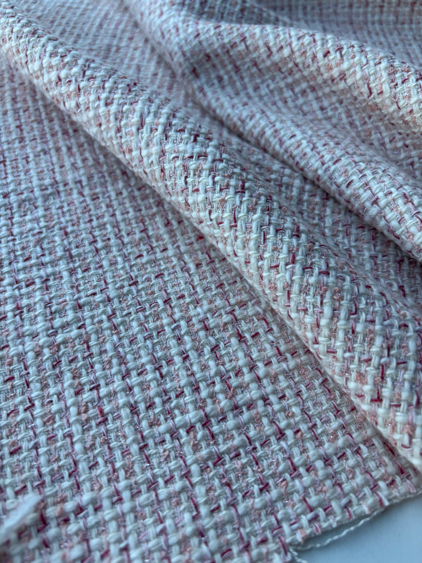 MOLKO 013 ecru/soft pink heavy cotton tweed