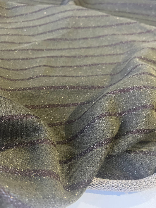 CARLA 001 khaky/brown lurex striped French Terry
