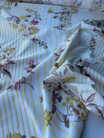 PC MOLKO 015 yellow stripes and flowers cotton voile