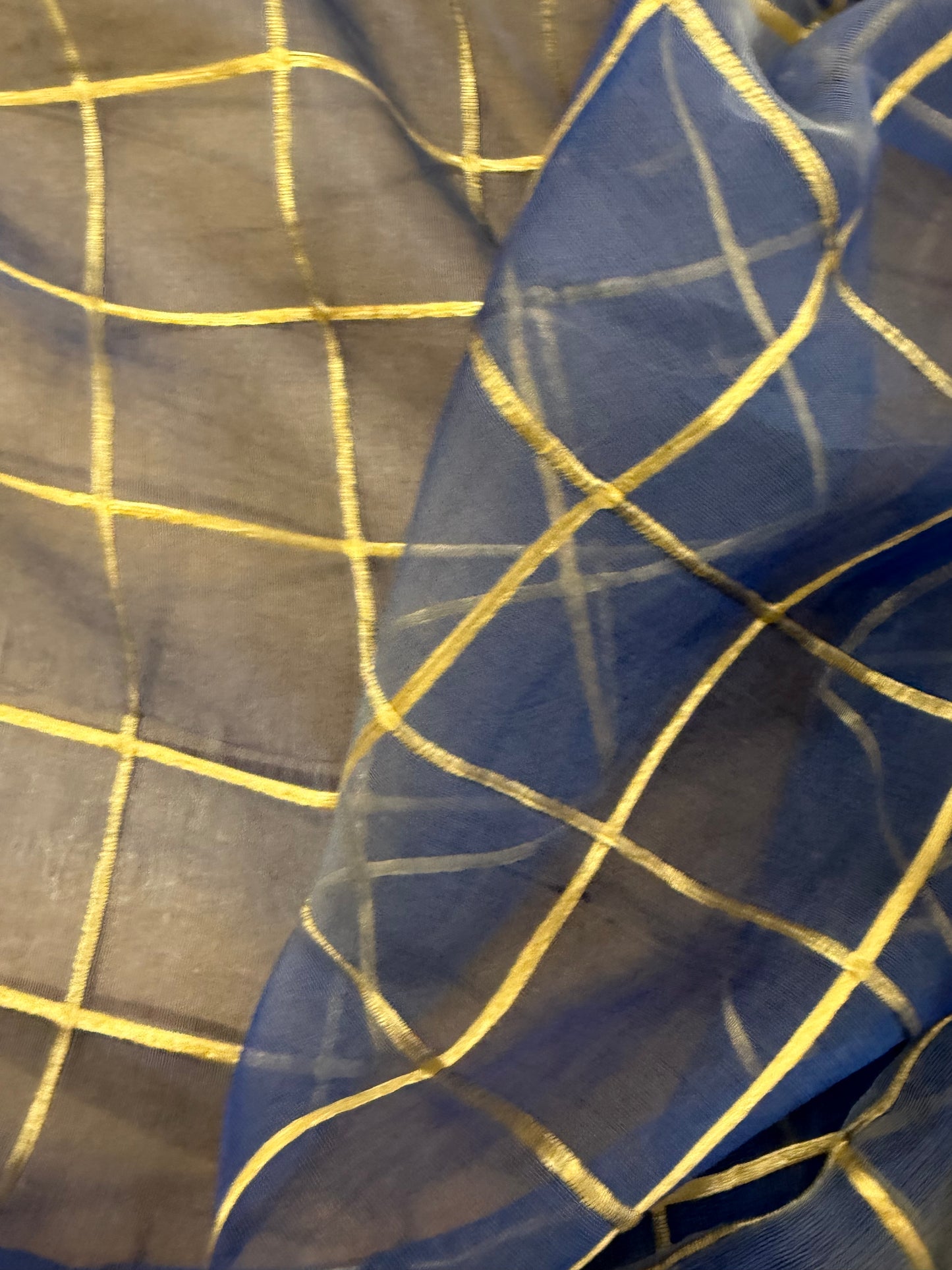 PRINCIPESSA 016 silk georgette embroidered checks