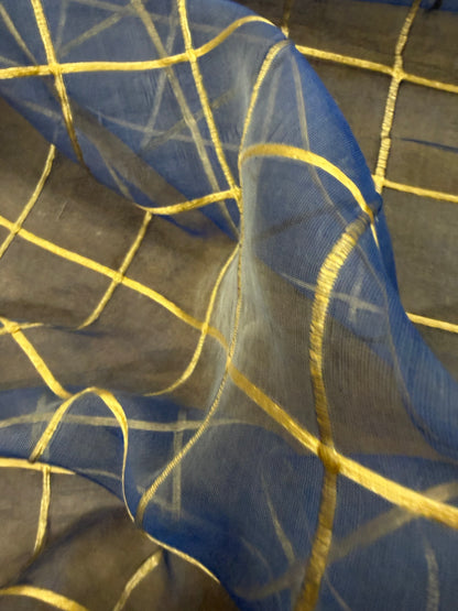 PRINCIPESSA 016 silk georgette embroidered checks