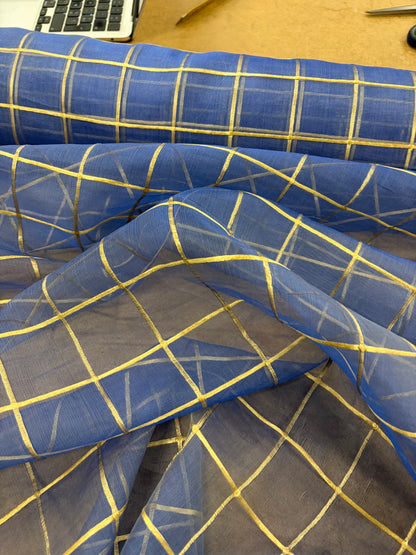PRINCIPESSA 016 silk georgette embroidered checks