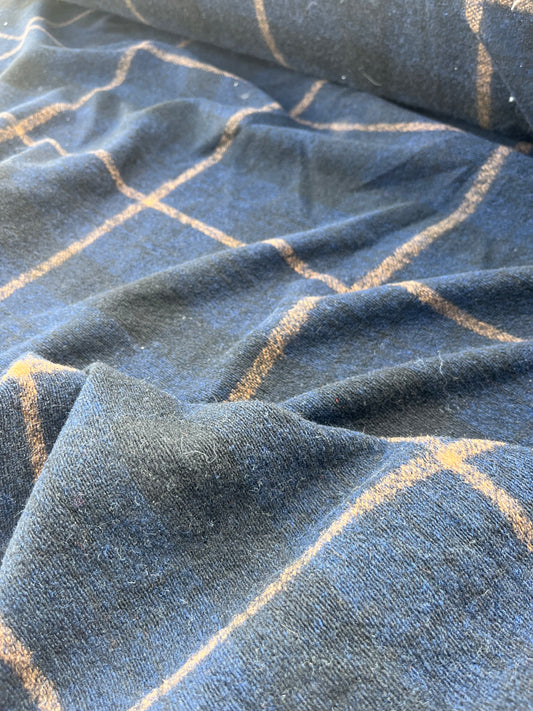 ROSARIO 039 heavy wool jersey check navy/camel