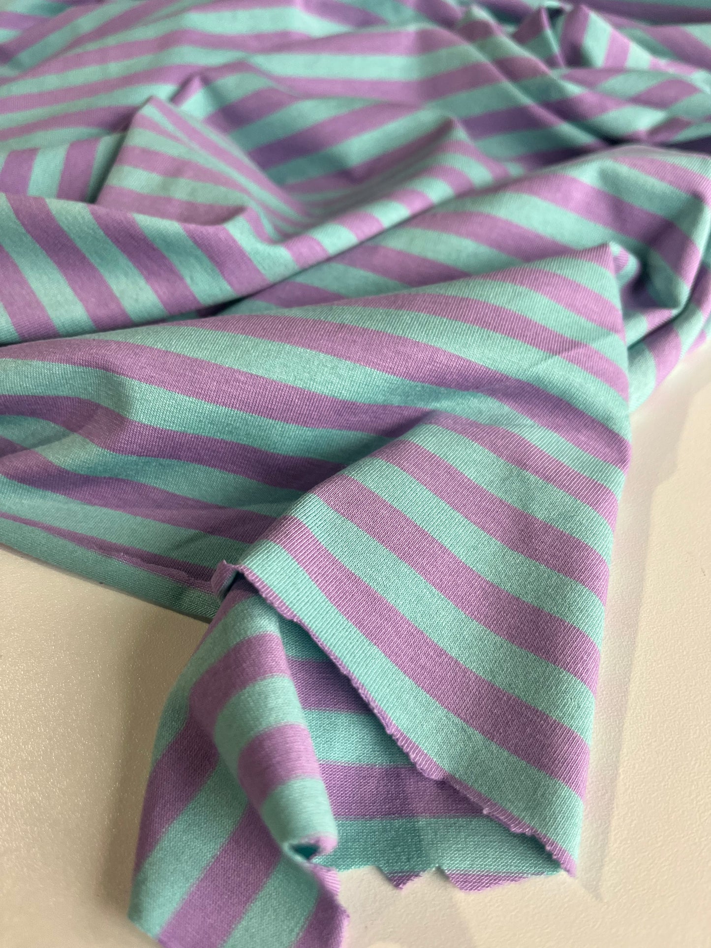 BASILE 026 viscose jersey stripes pink/aqua