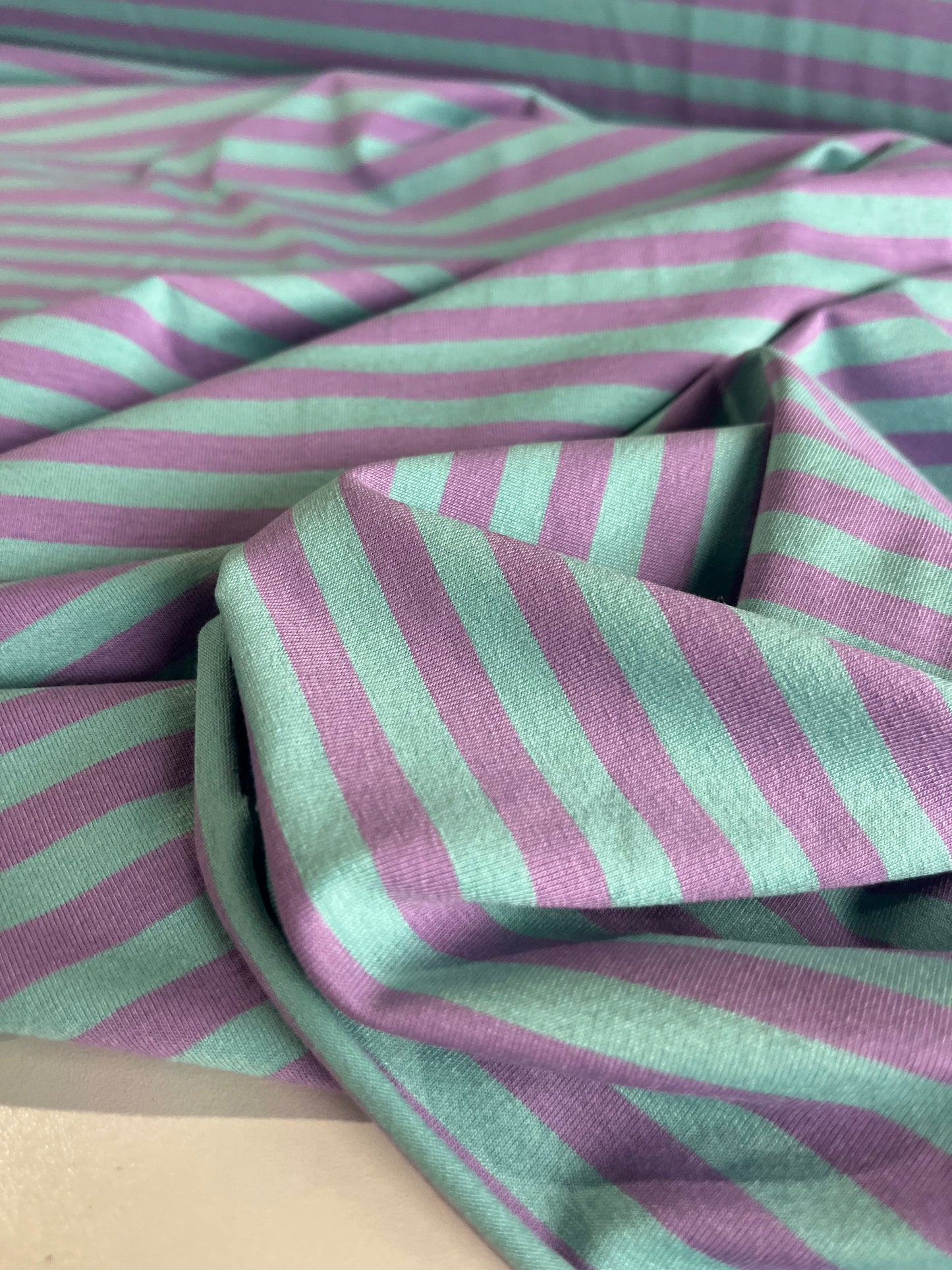 BASILE 026 viscose jersey stripes pink/aqua