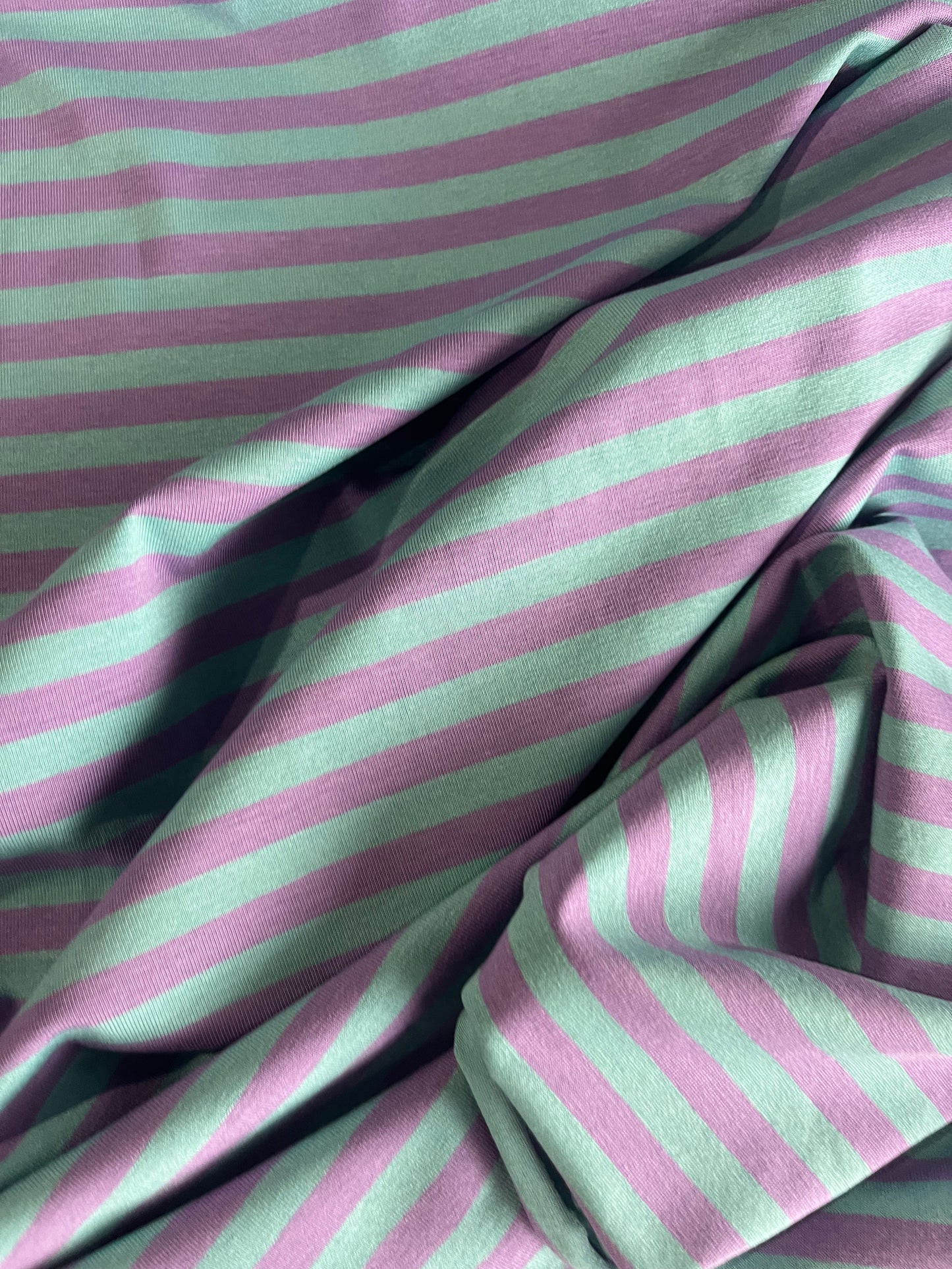 BASILE 026 viscose jersey stripes pink/aqua