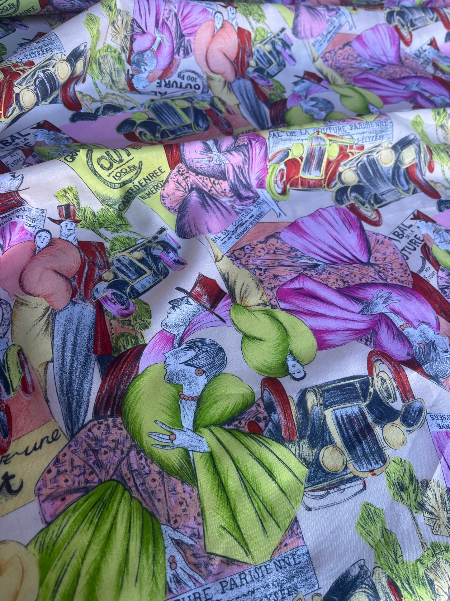 CARLA 011 cotton voile pink/green cartoon print