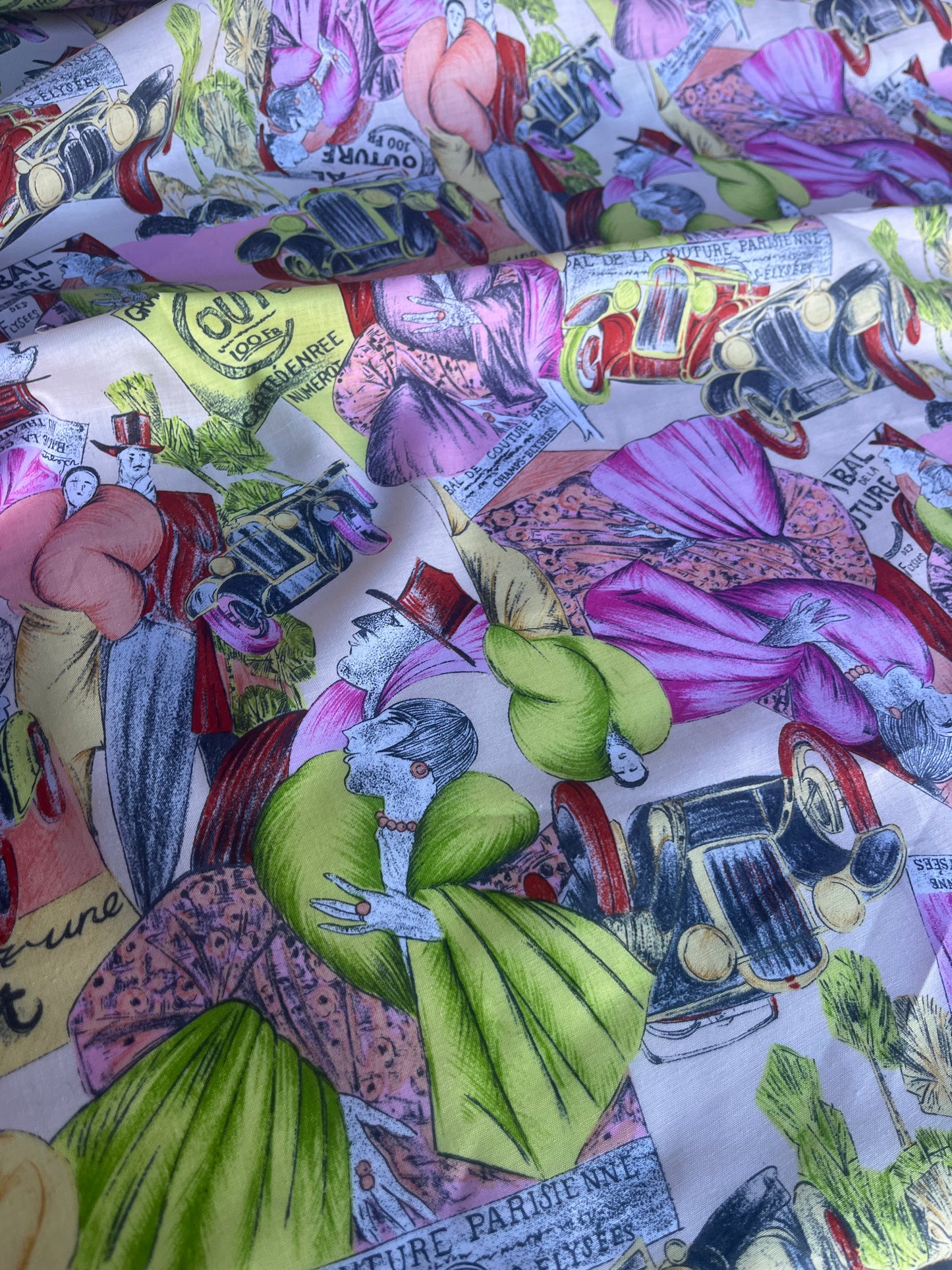 CARLA 011 cotton voile pink/green cartoon print