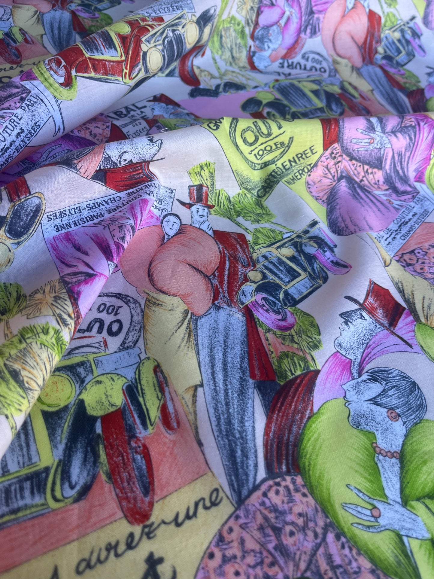 CARLA 011 cotton voile pink/green cartoon print