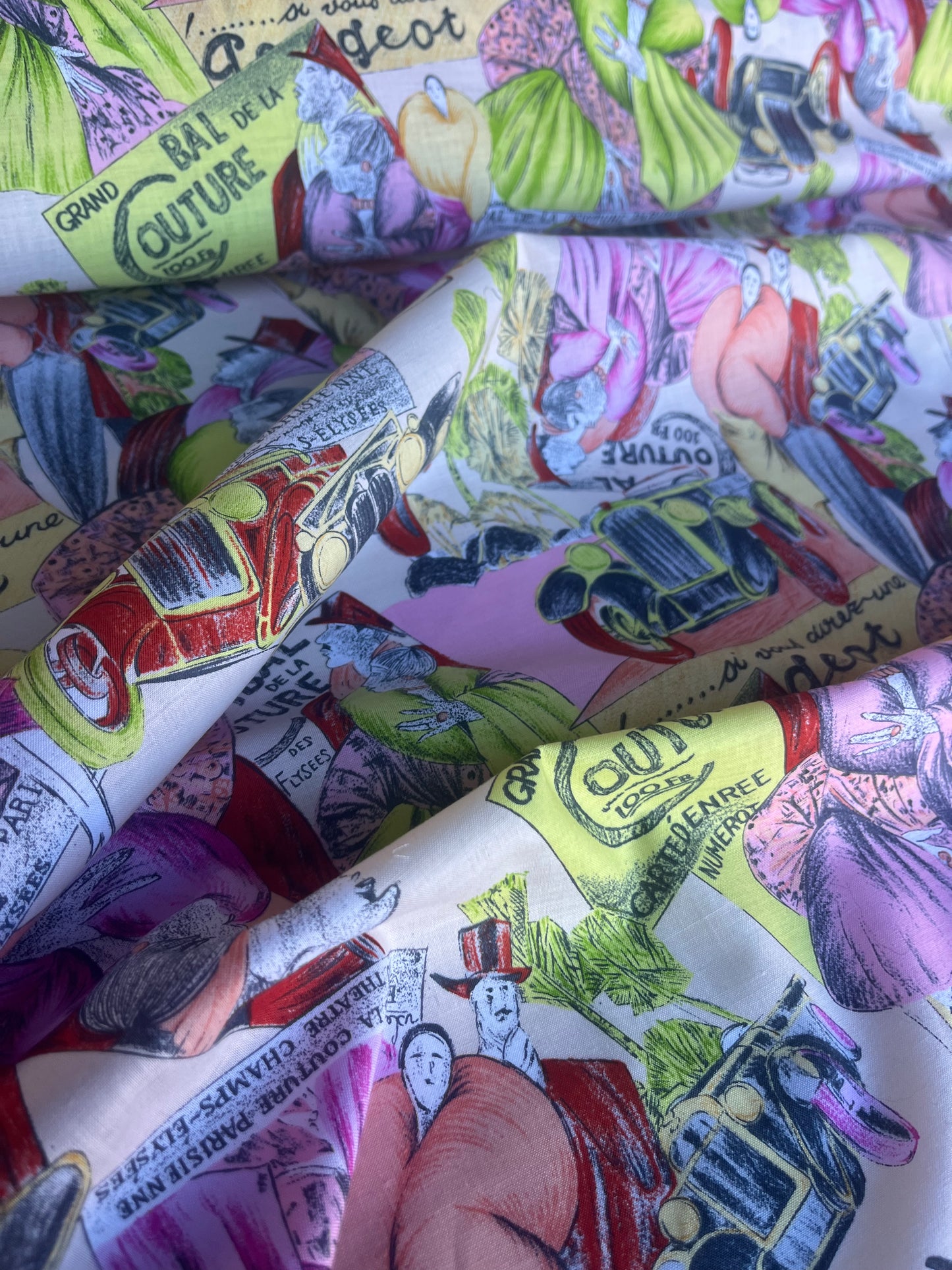 CARLA 011 cotton voile pink/green cartoon print