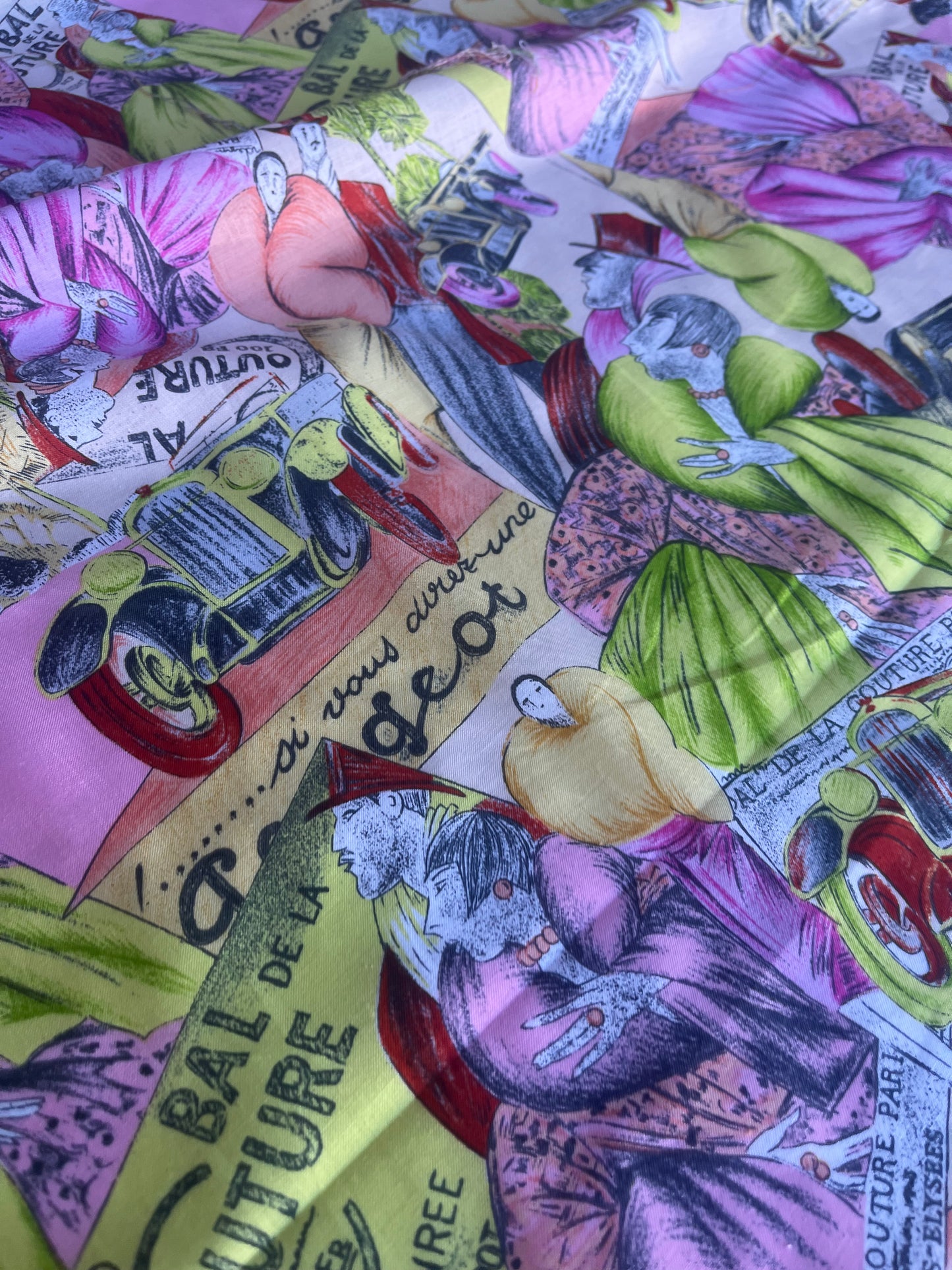 CARLA 011 cotton voile pink/green cartoon print