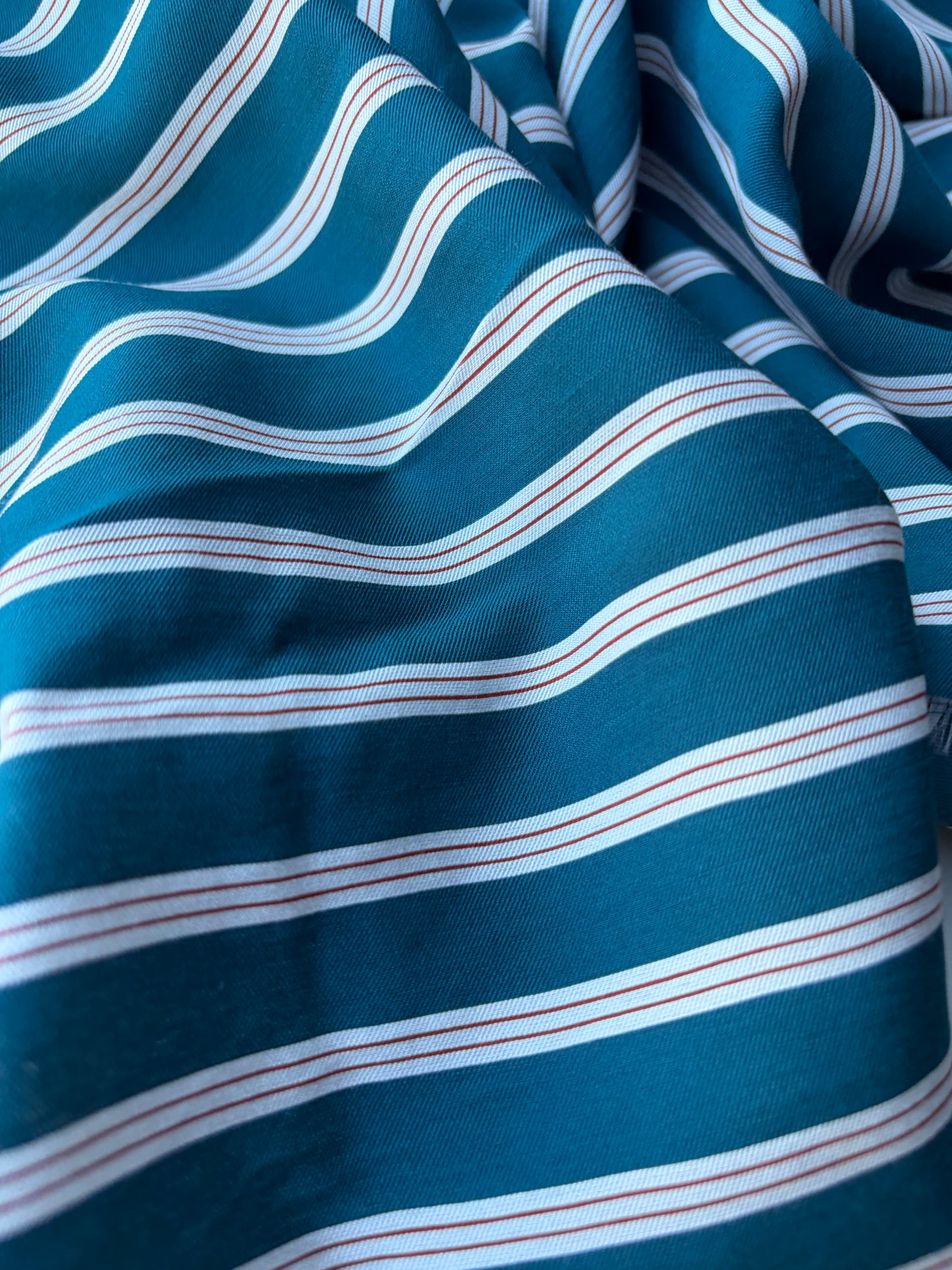 MOLKO 024 petrol coloured viscose woven stripes