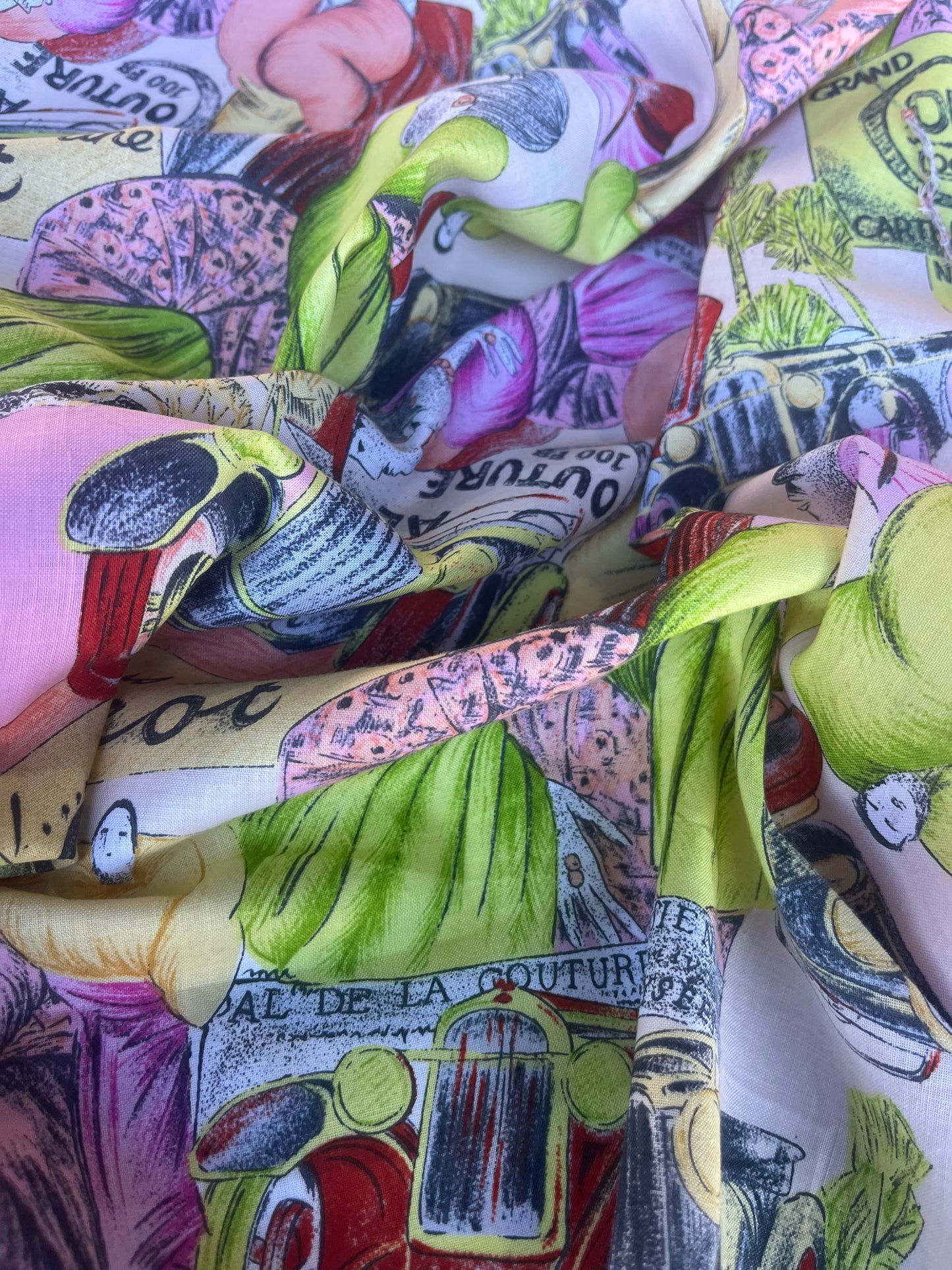 CARLA 011 cotton voile pink/green cartoon print