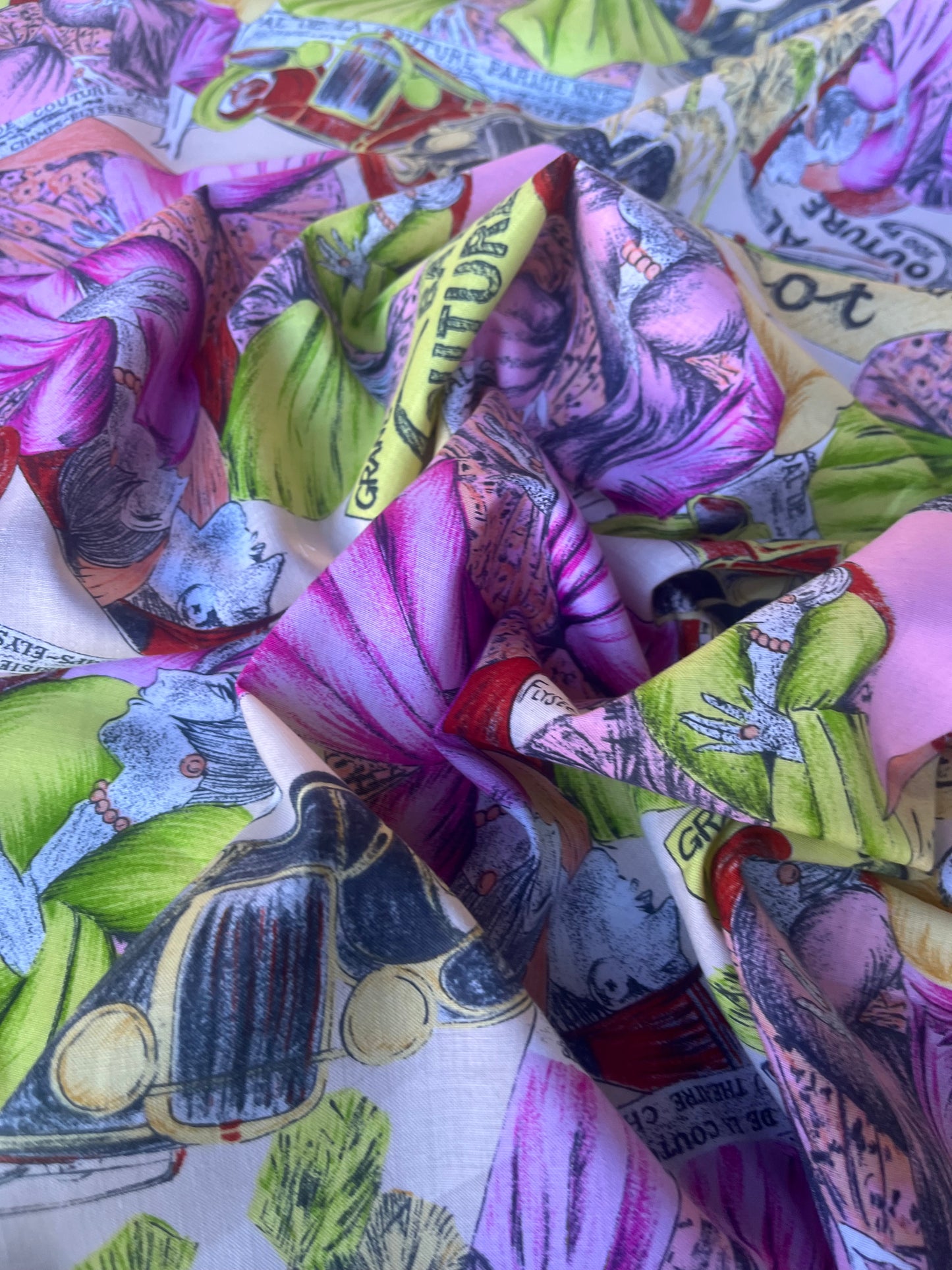 CARLA 011 cotton voile pink/green cartoon print