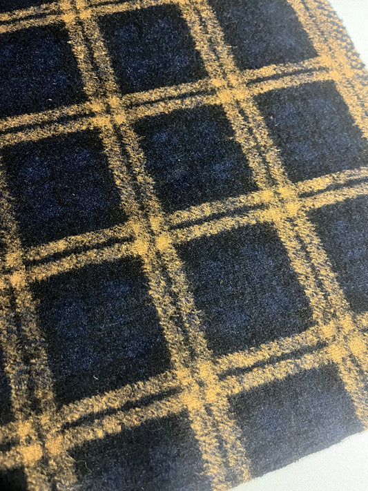 Flip side 115 wool contrecollé navy/camel check