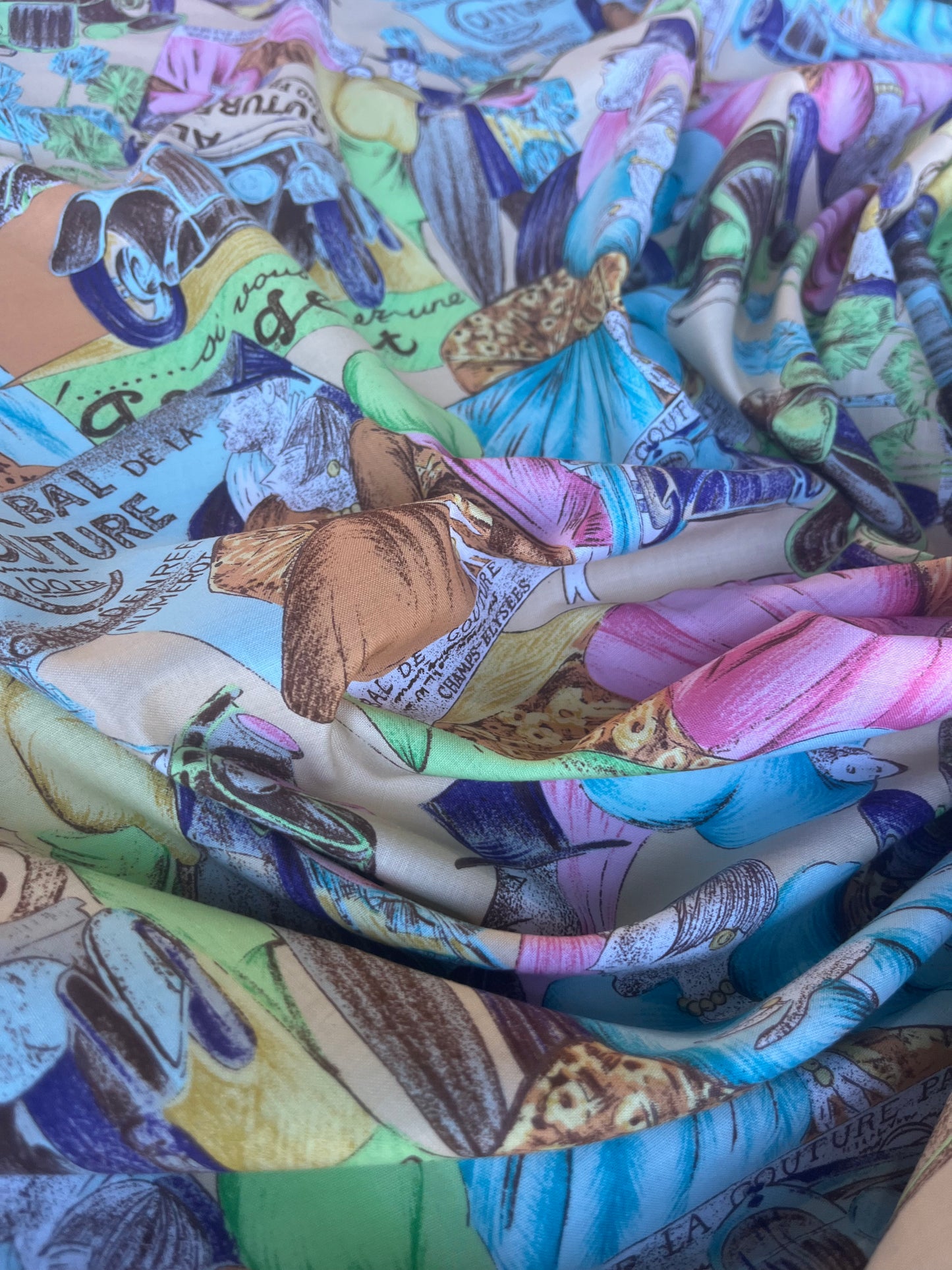 CARLA 012 cotton voile pink/orange cartoon print